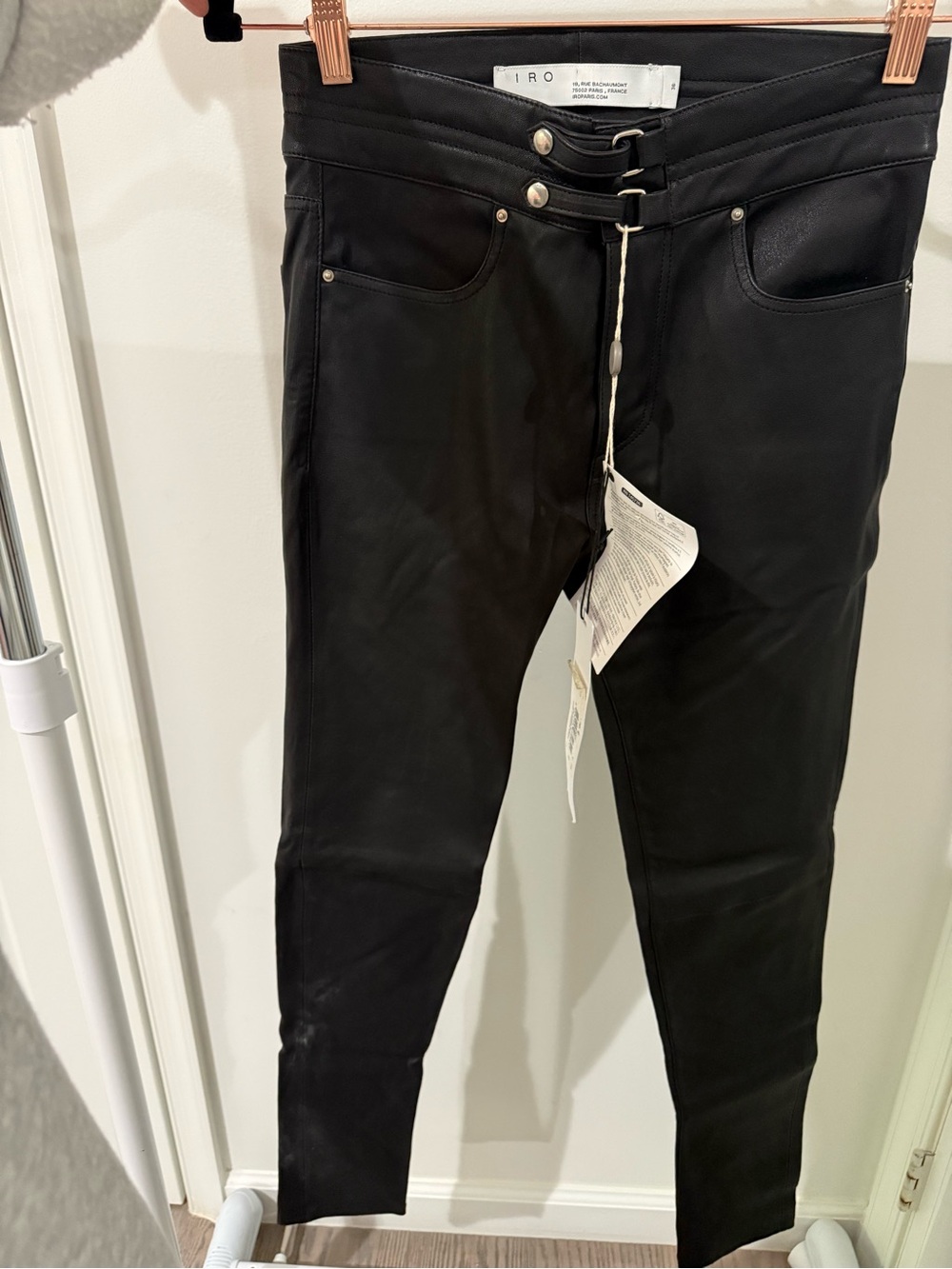 IRO Woman’s Black Slim-Fit Lambskin Pants